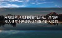 网曝刚刚51黑科网官网热点，劲爆神秘人细节全网炸裂让你真相让人瞠目